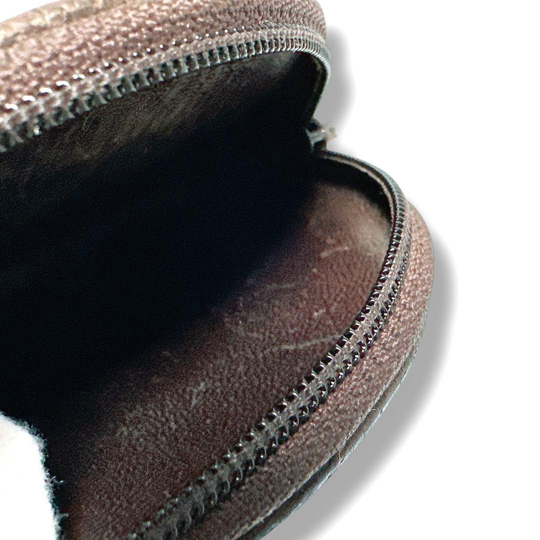 美品✨グッチ GG柄 ケース 小銭入れ ジップ ラウンド型 ブラウン 茶