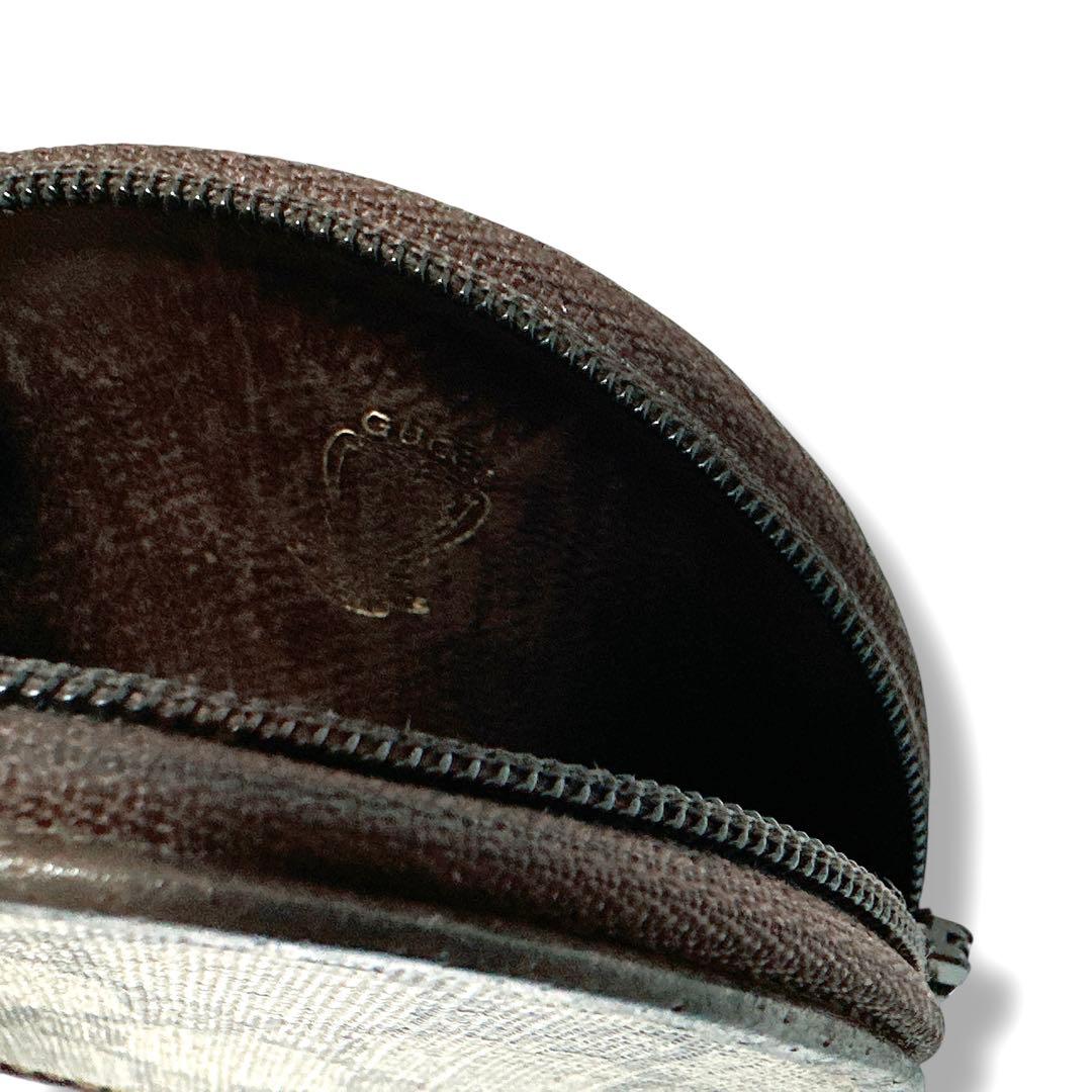 美品✨グッチ GG柄 ケース 小銭入れ ジップ ラウンド型 ブラウン 茶