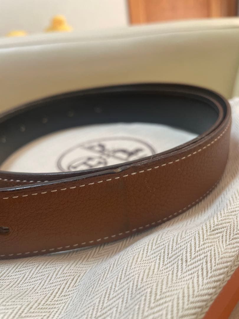 HERMES エルメス H型ゴールド　バックル リバーシブル　ベルト　85