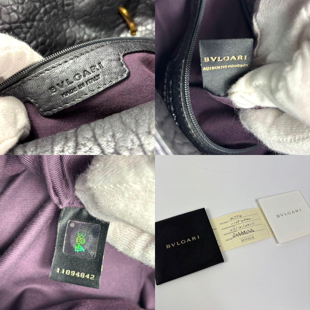 極美品　ブルガリ レオーニ ハンドバッグ ライオン シボ革 カード有