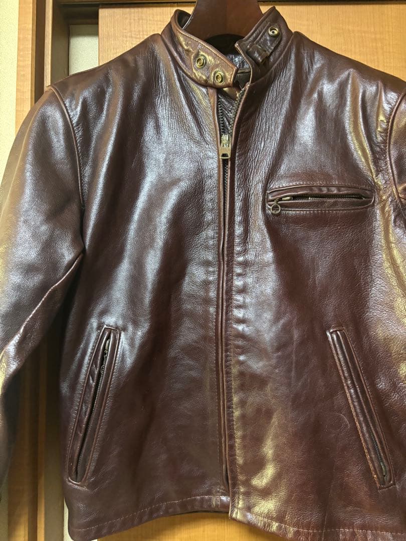 美品　schott 641 シングルライダースジャケット　38 ダークブラウン