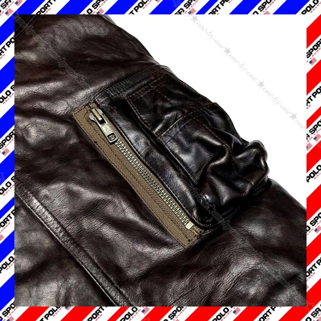 POLO SPORT ポロスポーツ レザー ダウン ジャケット G-1 高級 M