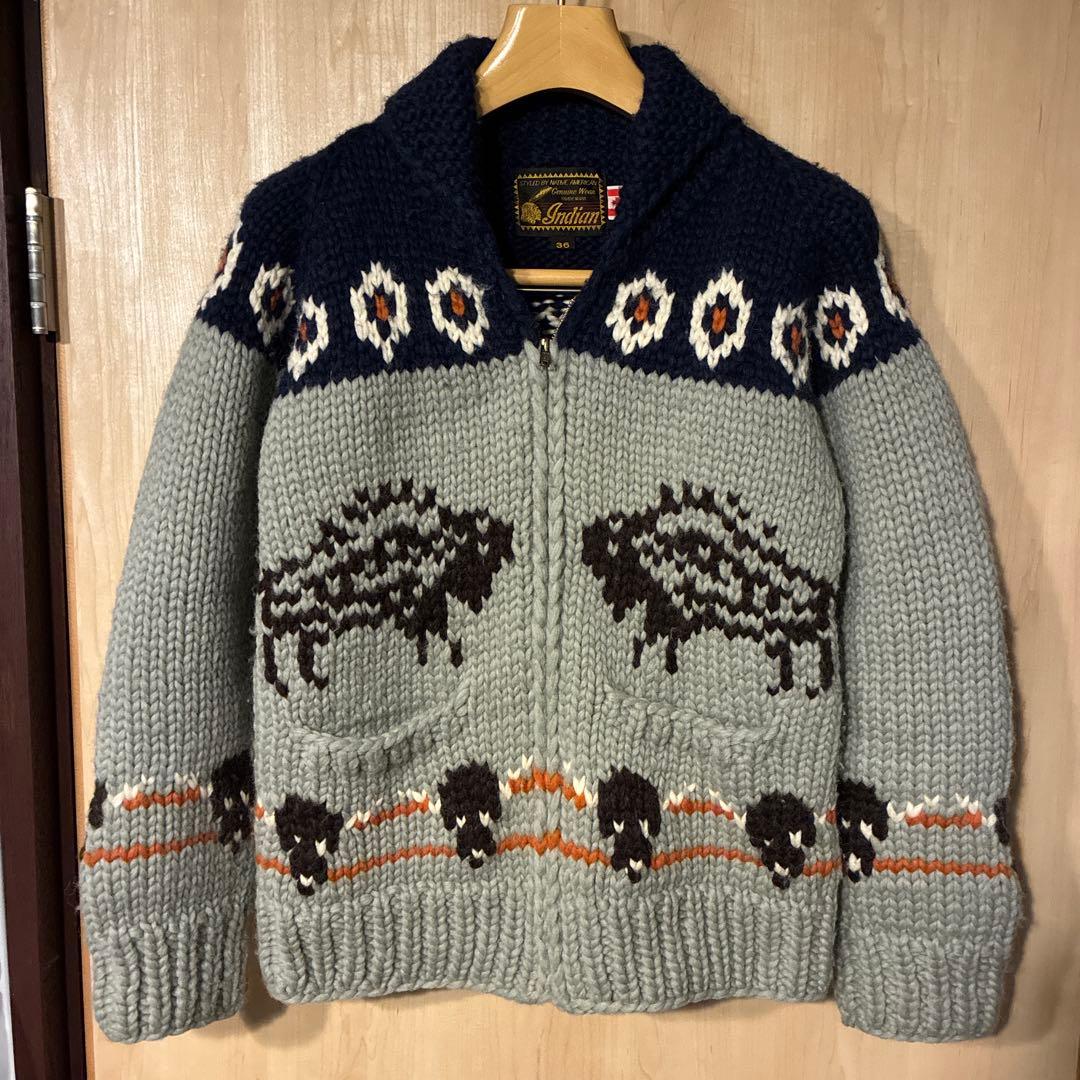 カナダ製 KANATA Indian カウチンセーター SIZE36 肉厚