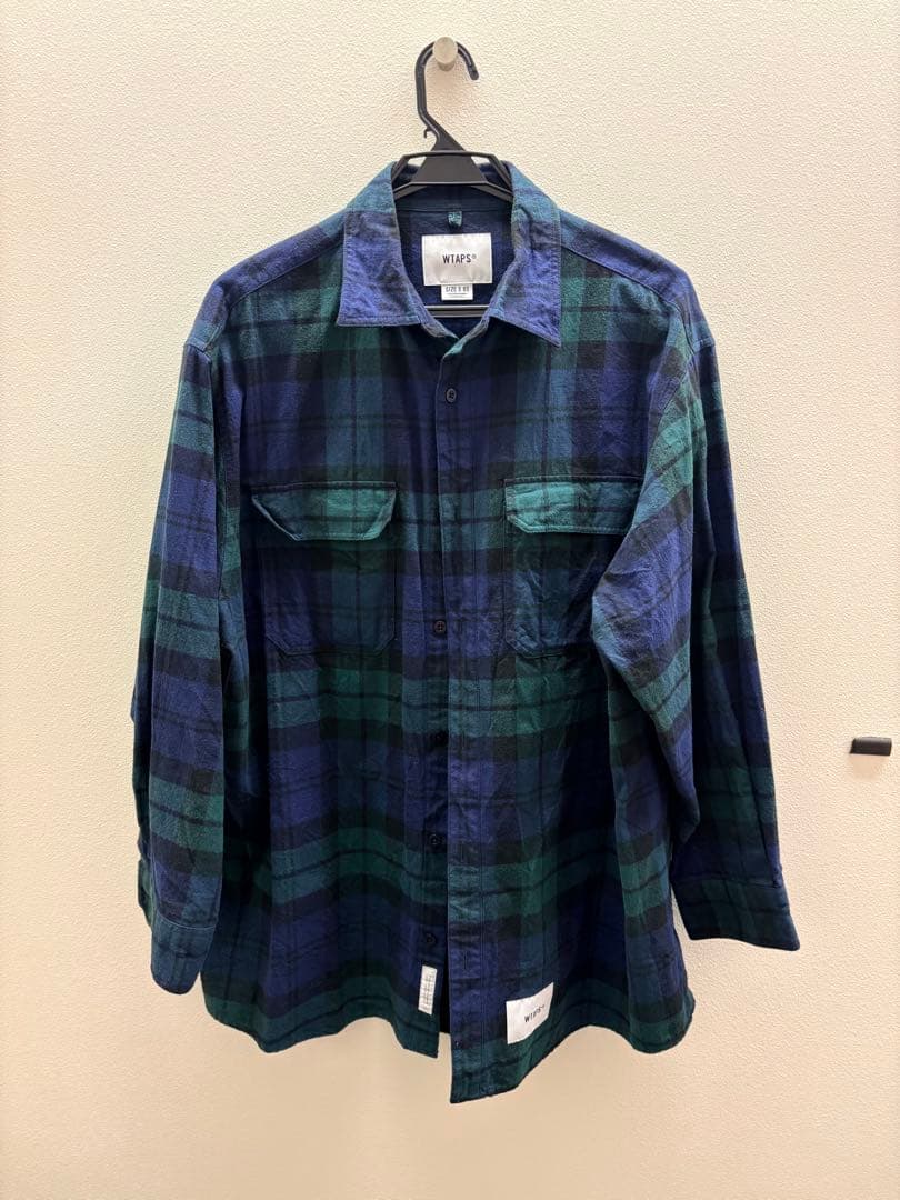 フランネル長袖シャツ ネイビーグリーンチェック