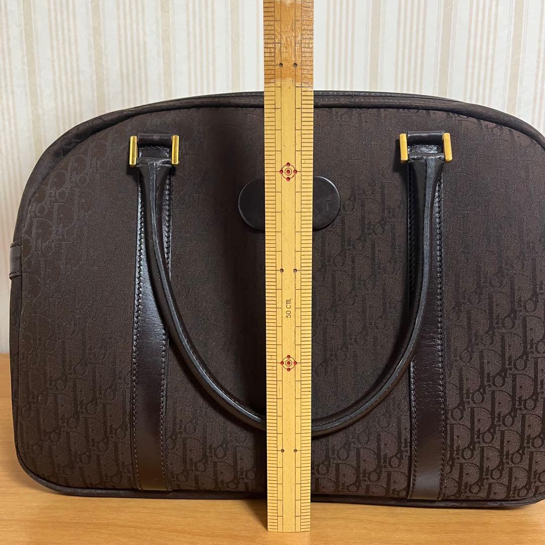 Dior ボストンバッグ　ブラウン　ゴールドロゴ　トロッター　ブラウン