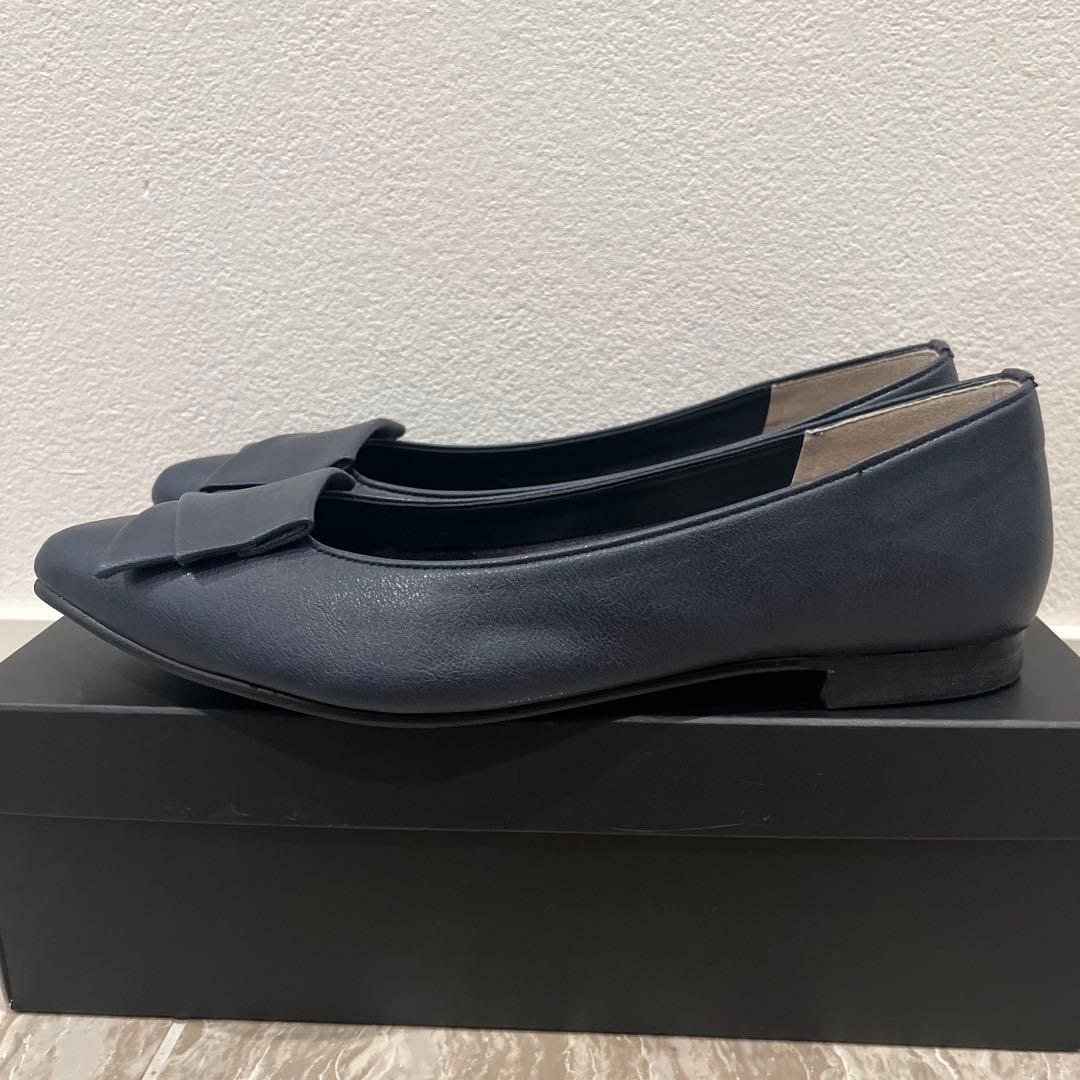 VIRINA ネイビー ケリーリボンパンプス23.5cm