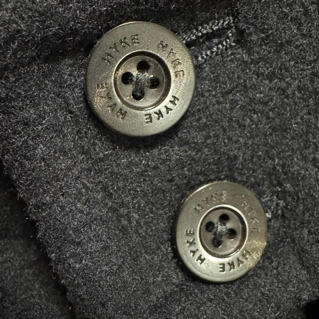 美品 ハイク ダッフルコート ロング ウール トグル レザー 本革 ブラック