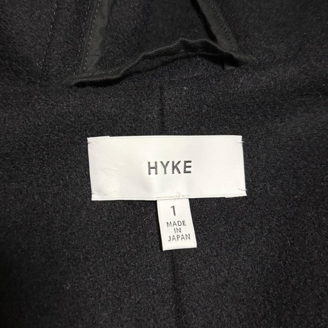 美品 ハイク ダッフルコート ロング ウール トグル レザー 本革 ブラック