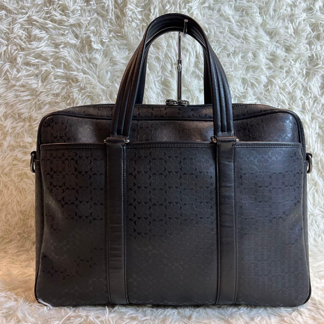 コーチ 2WAY ビジネスバッグ レザー シグネチャー ショルダー付