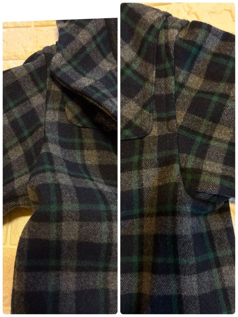 【ORCIVAL】ダッフルコート　チェック柄　ネイビー系　リアルホーントグル　1