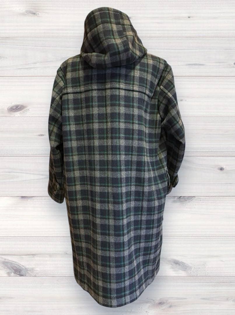 【ORCIVAL】ダッフルコート　チェック柄　ネイビー系　リアルホーントグル　1