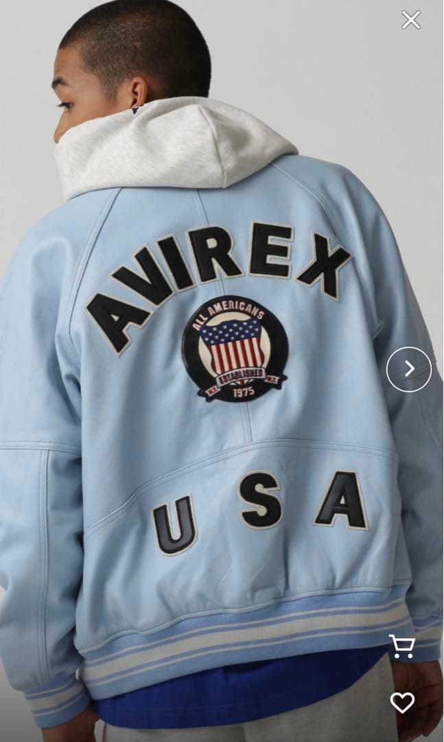 AVIREX 水色 レザージャケット