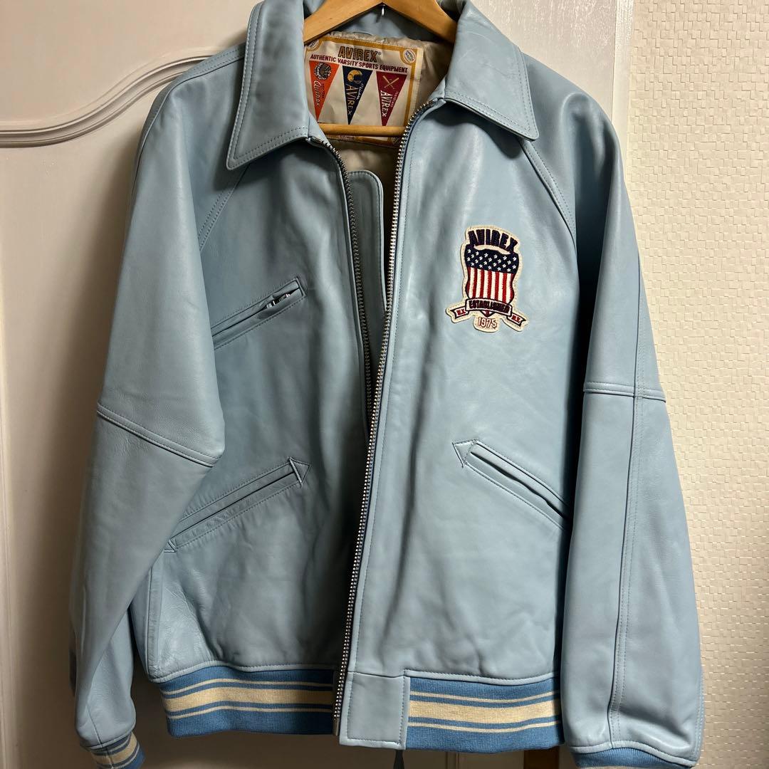 AVIREX 水色 レザージャケット