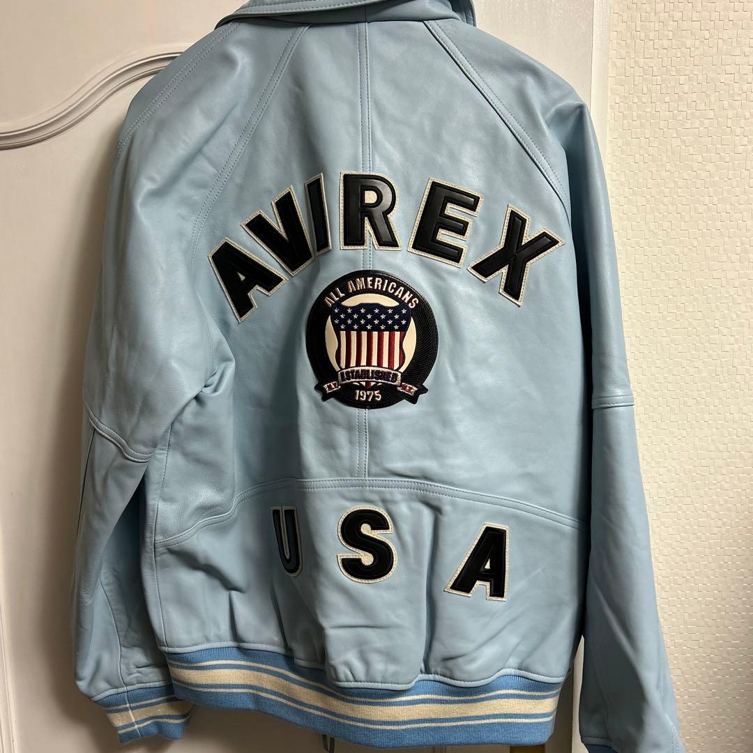 AVIREX 水色 レザージャケット