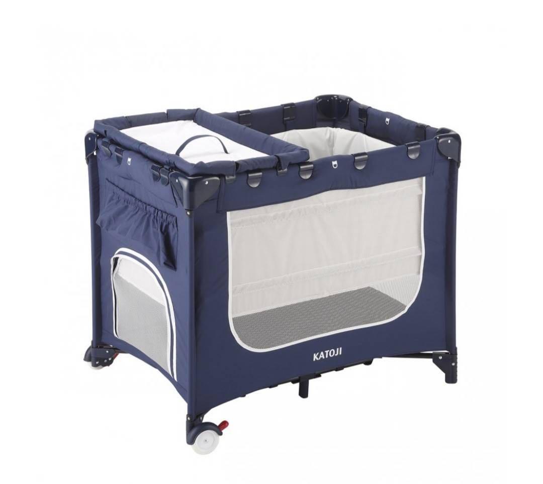 KATOJI ポータブルベビーベッド　ネイビー　マット付き63711
