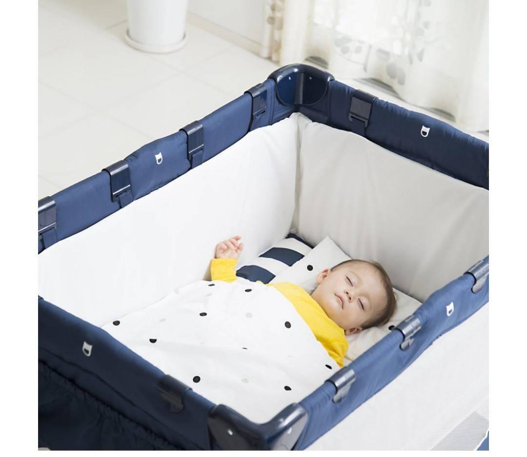 KATOJI ポータブルベビーベッド　ネイビー　マット付き63711