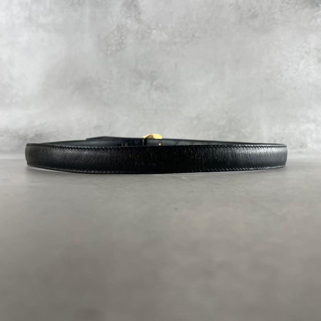 【良品】GUCCI ベルト インターロッキング GG デカロゴ ゴールド 黒