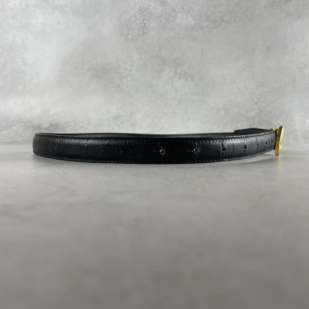【良品】GUCCI ベルト インターロッキング GG デカロゴ ゴールド 黒