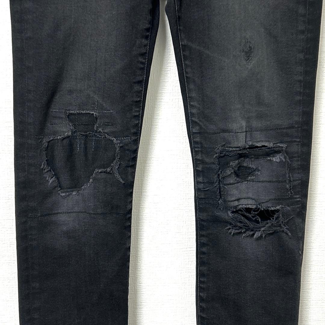 HYSTERIC GLAMOUR　リメイクスリムパンツ　ストレッチダメージデニム