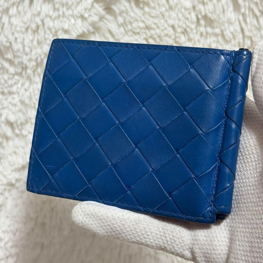 【良品】ボッテガヴェネタ　マネークリップ　ブルー　ネイビー