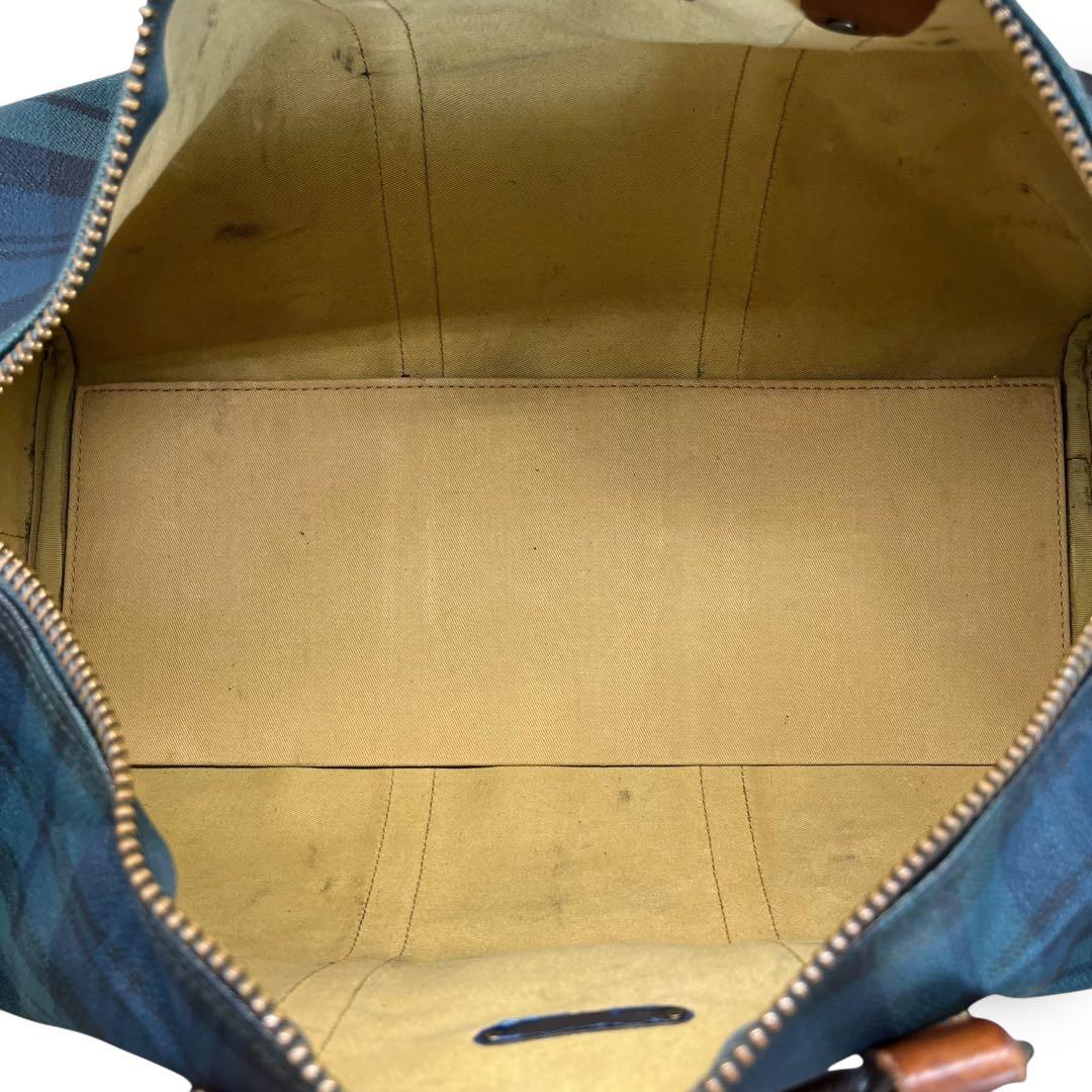 ポロラルフローレン☆2way ブラックウォッチ PVC レザー ボストンバッグ