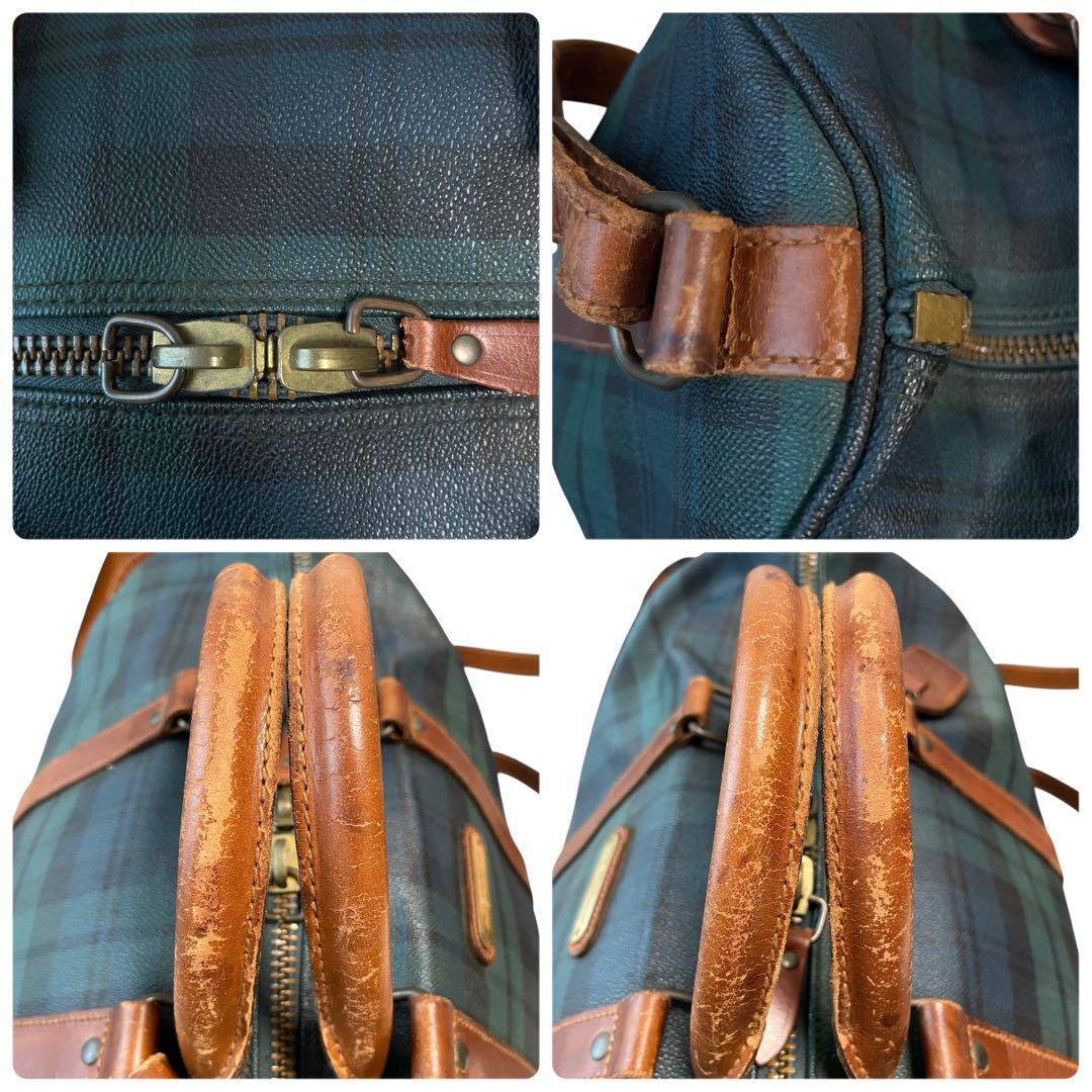 ポロラルフローレン☆2way ブラックウォッチ PVC レザー ボストンバッグ