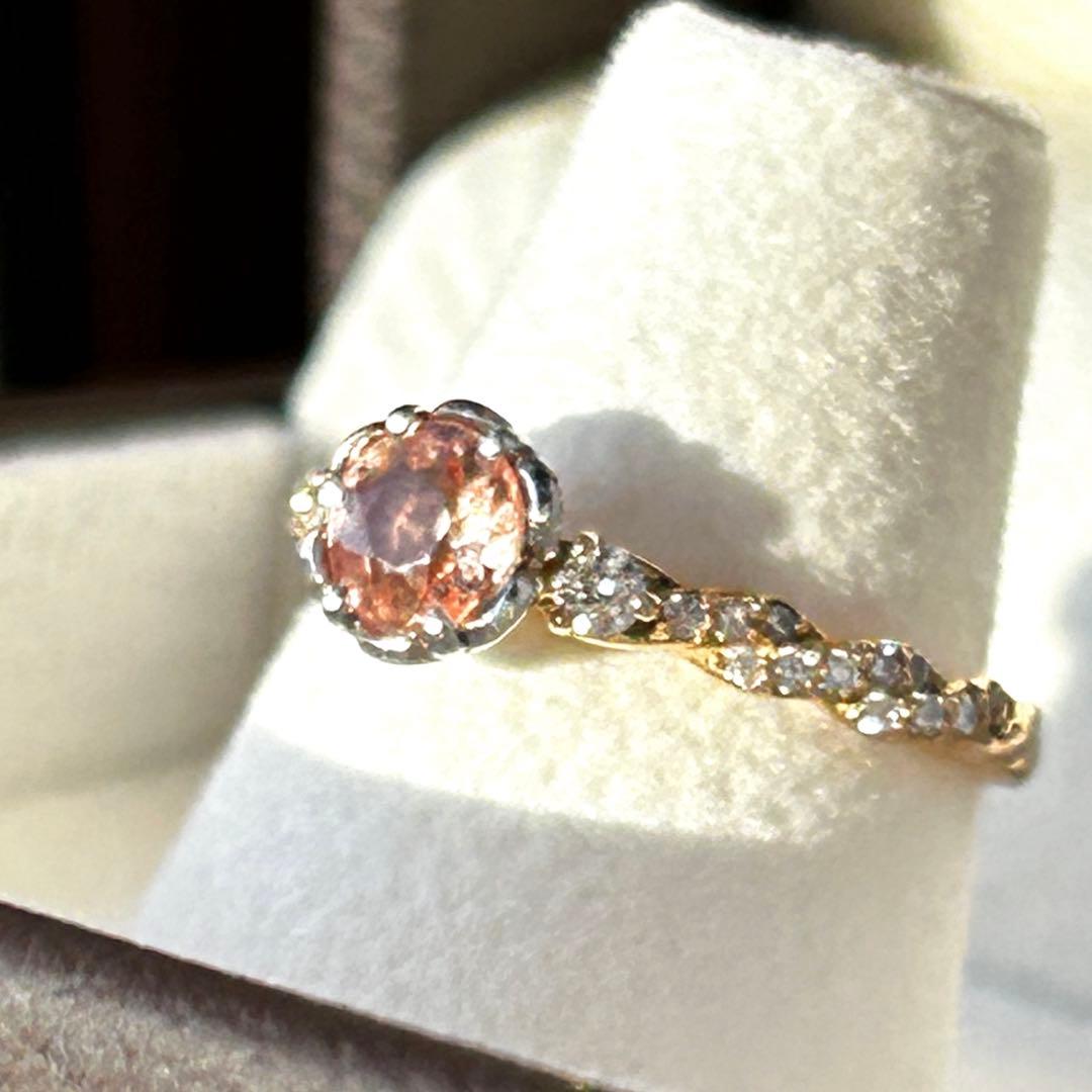 インペリアルトパーズ ダイヤモンド　プラチナ K18 コンビリング