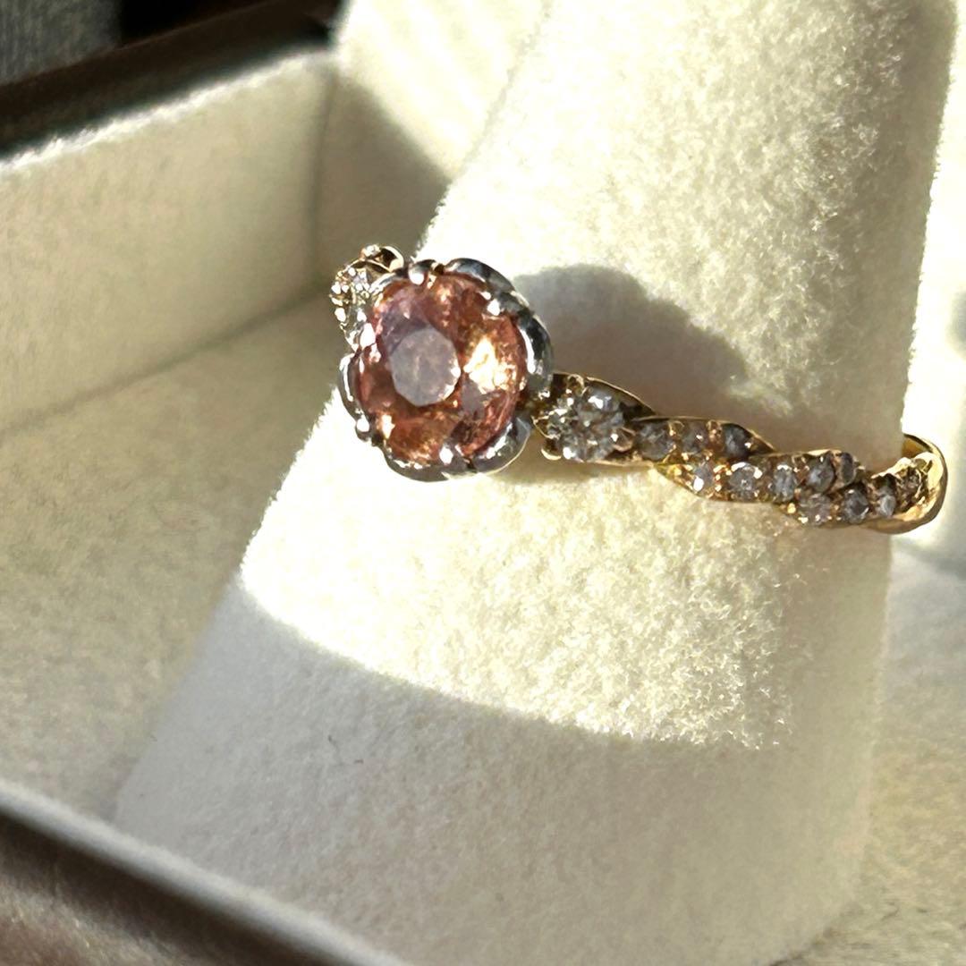 インペリアルトパーズ ダイヤモンド　プラチナ K18 コンビリング