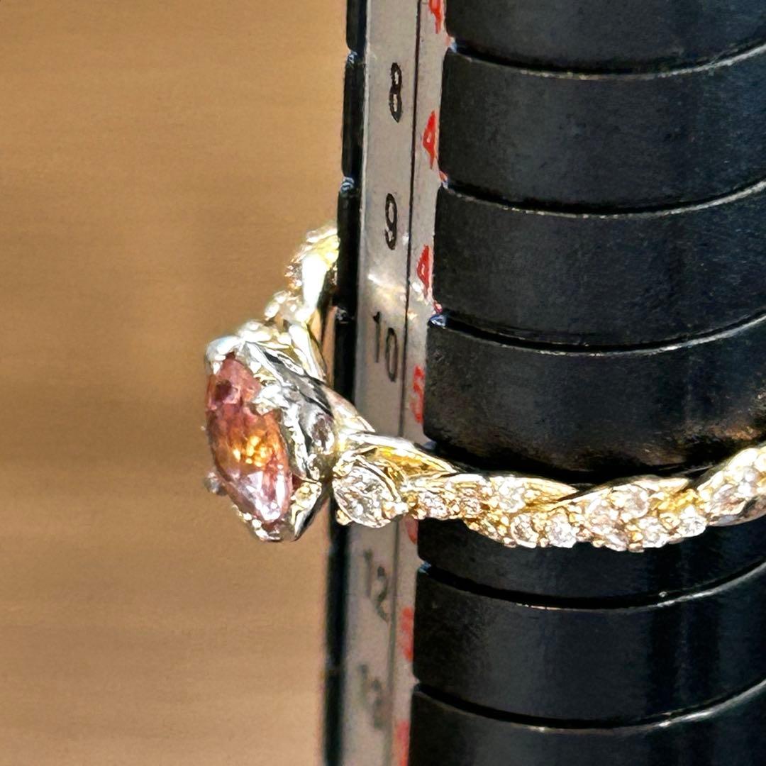 インペリアルトパーズ ダイヤモンド　プラチナ K18 コンビリング