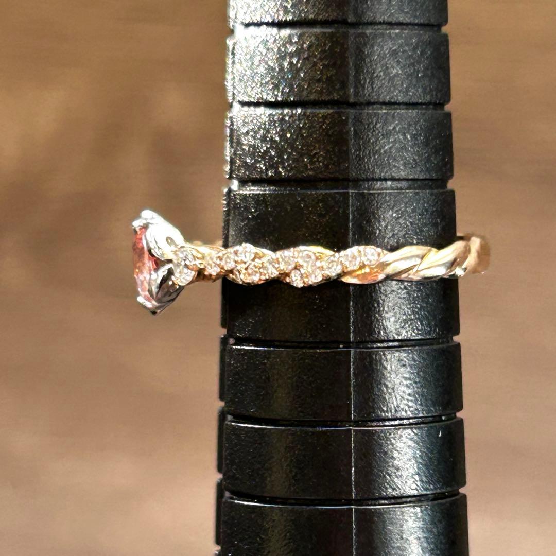 インペリアルトパーズ ダイヤモンド　プラチナ K18 コンビリング