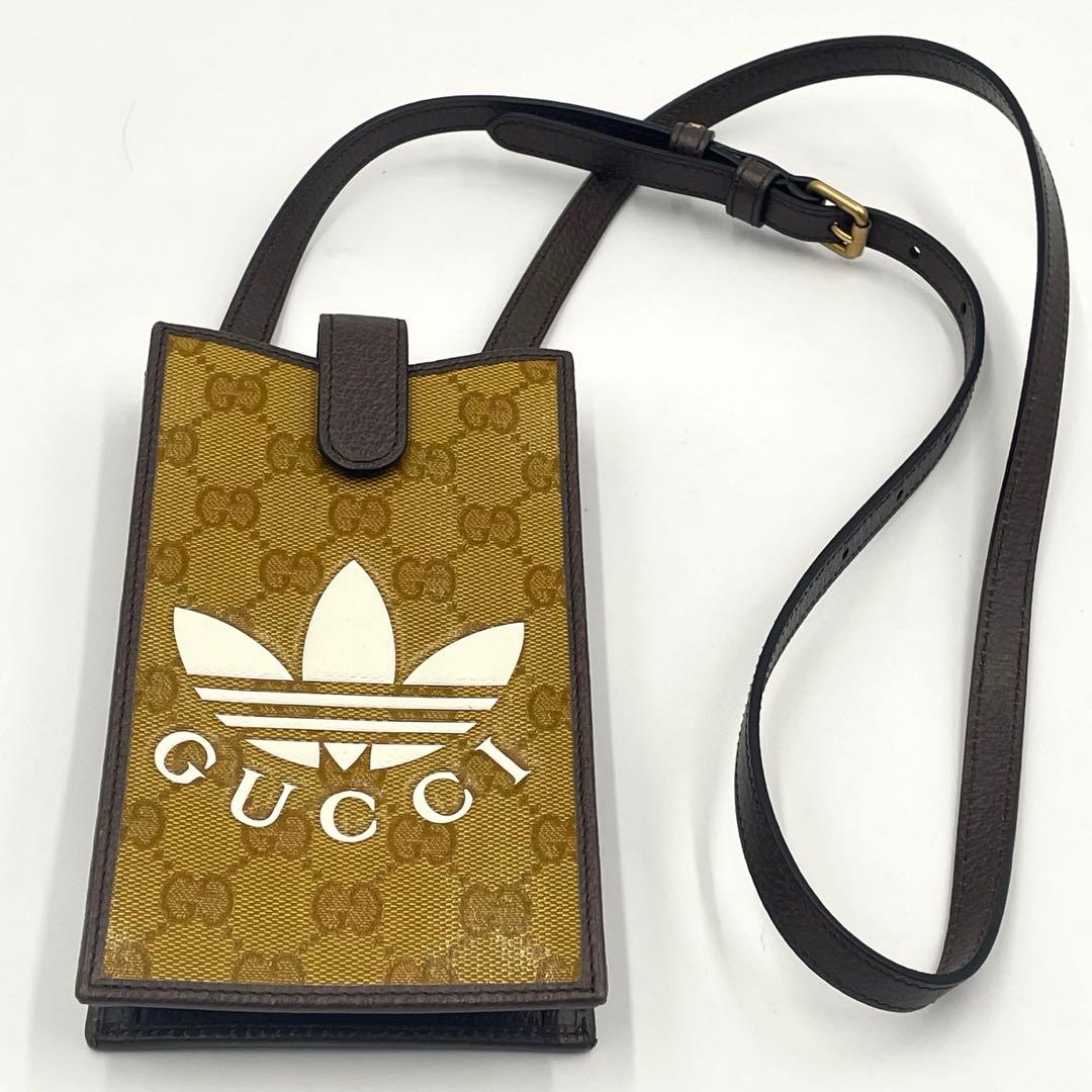 【未使用級】グッチ×アディダス 限定コラボ GGクリスタル フォーンショルダー