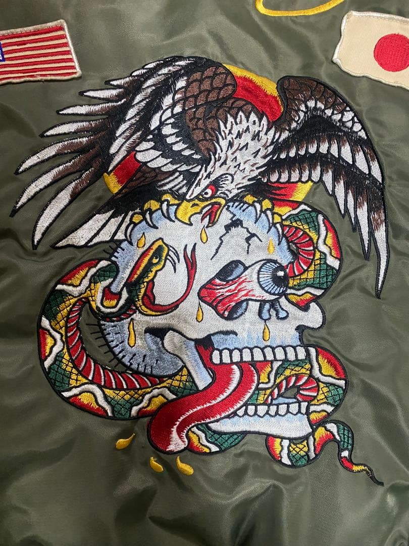 ド派手デザイン✨エドハーディー スカジャン MA-1 刺繍 ワッペン