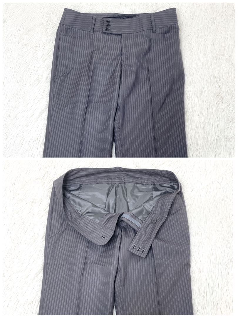 美品✨NEWYORKER シルク混　グレーシャドーストライプ　 3点セット