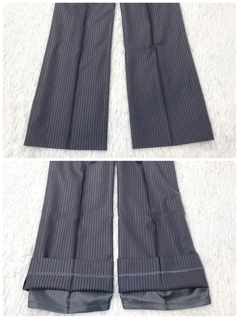 美品✨NEWYORKER シルク混　グレーシャドーストライプ　 3点セット