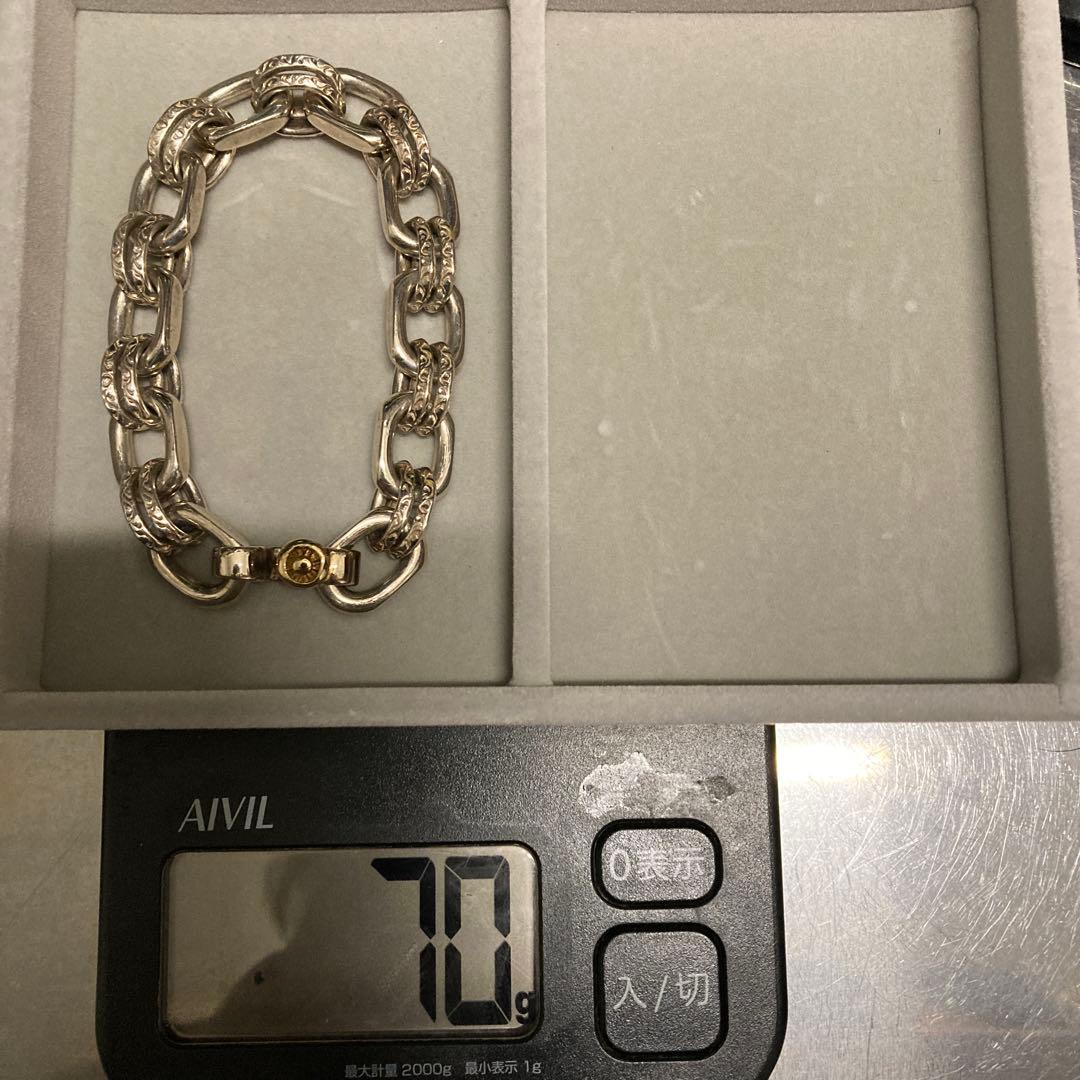 MOTO K18メタル付ウエダハンドメイドチェーンブレスレット（フックタイプ）