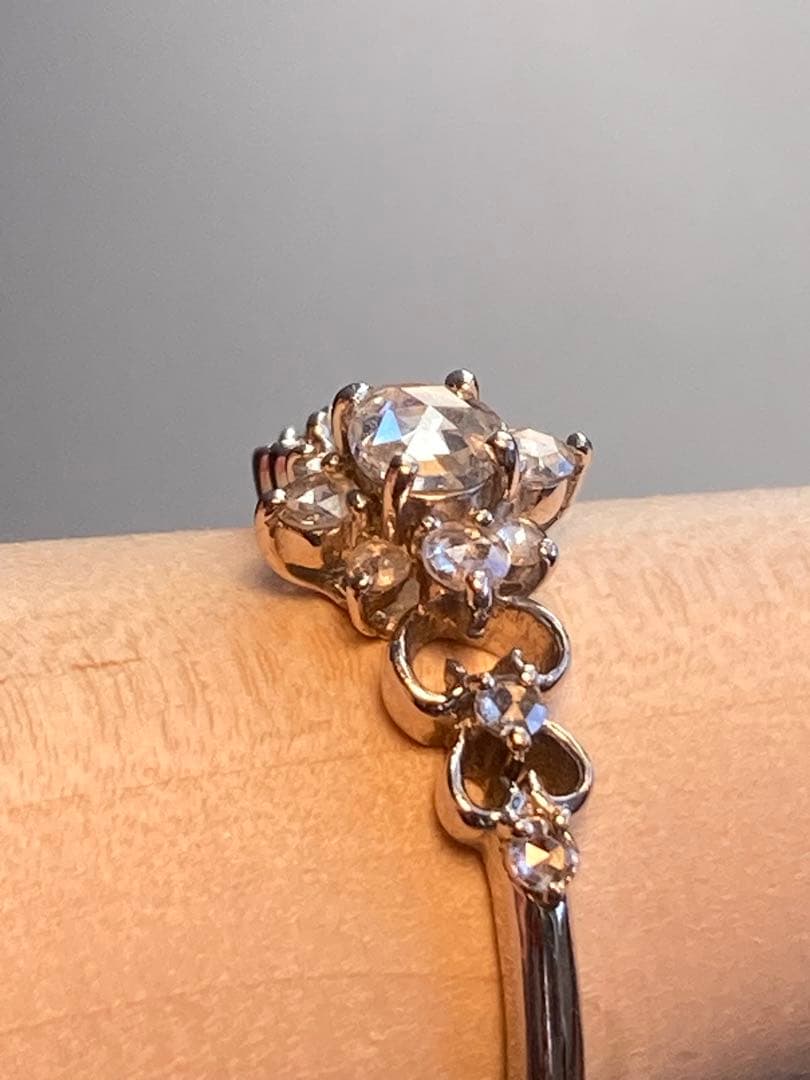 m*l様 ローズカットダイヤモンド透かしリングK18WG 18金ホワイトゴールド