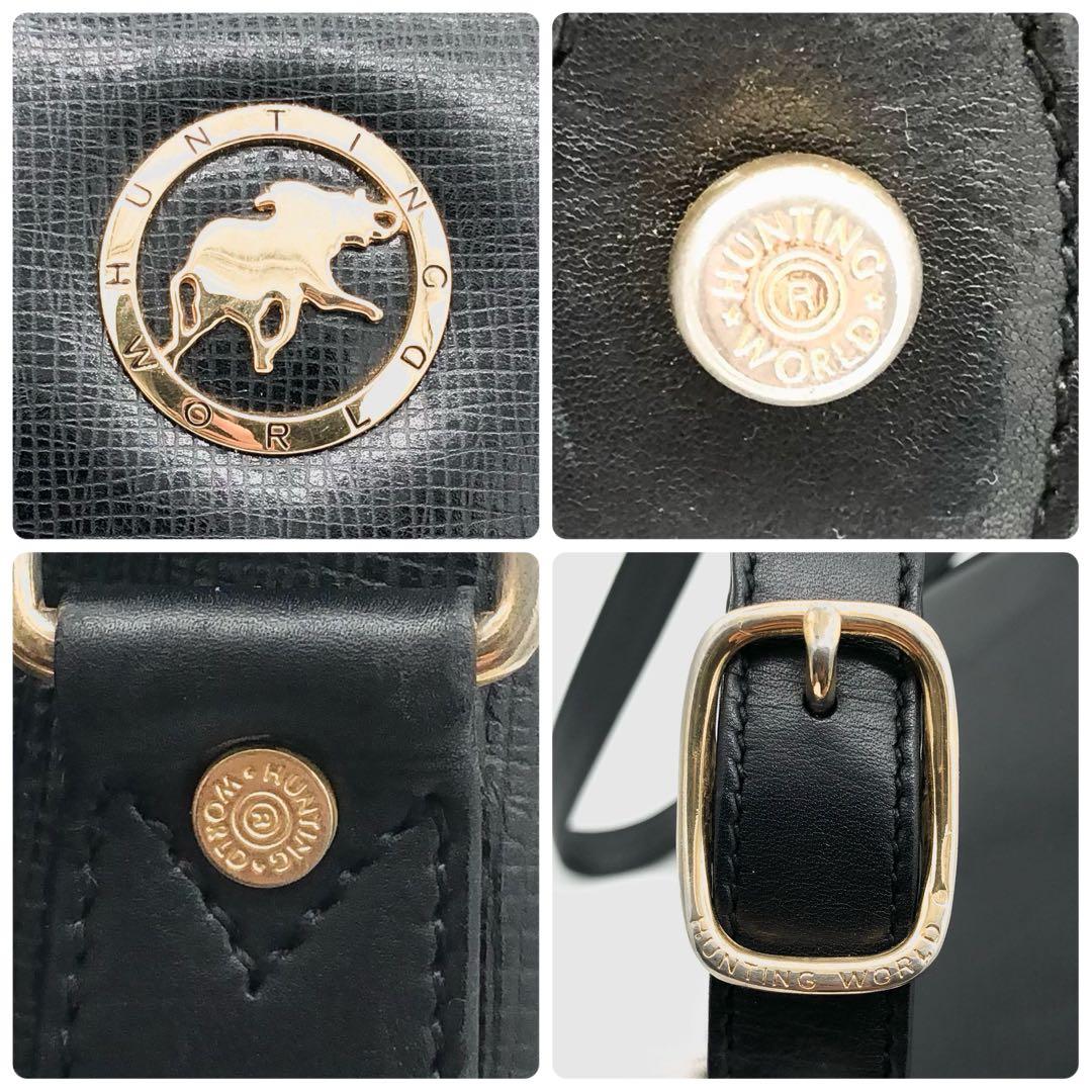 【極美品】ハンティングワールド　キャリーオール　メッセンジャーバッグ　レザー　黒