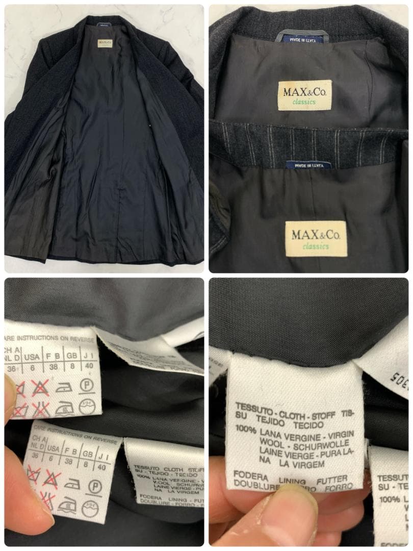 LA8581 マックスアンドコー パンツスーツ3点セット グレー ウール 40