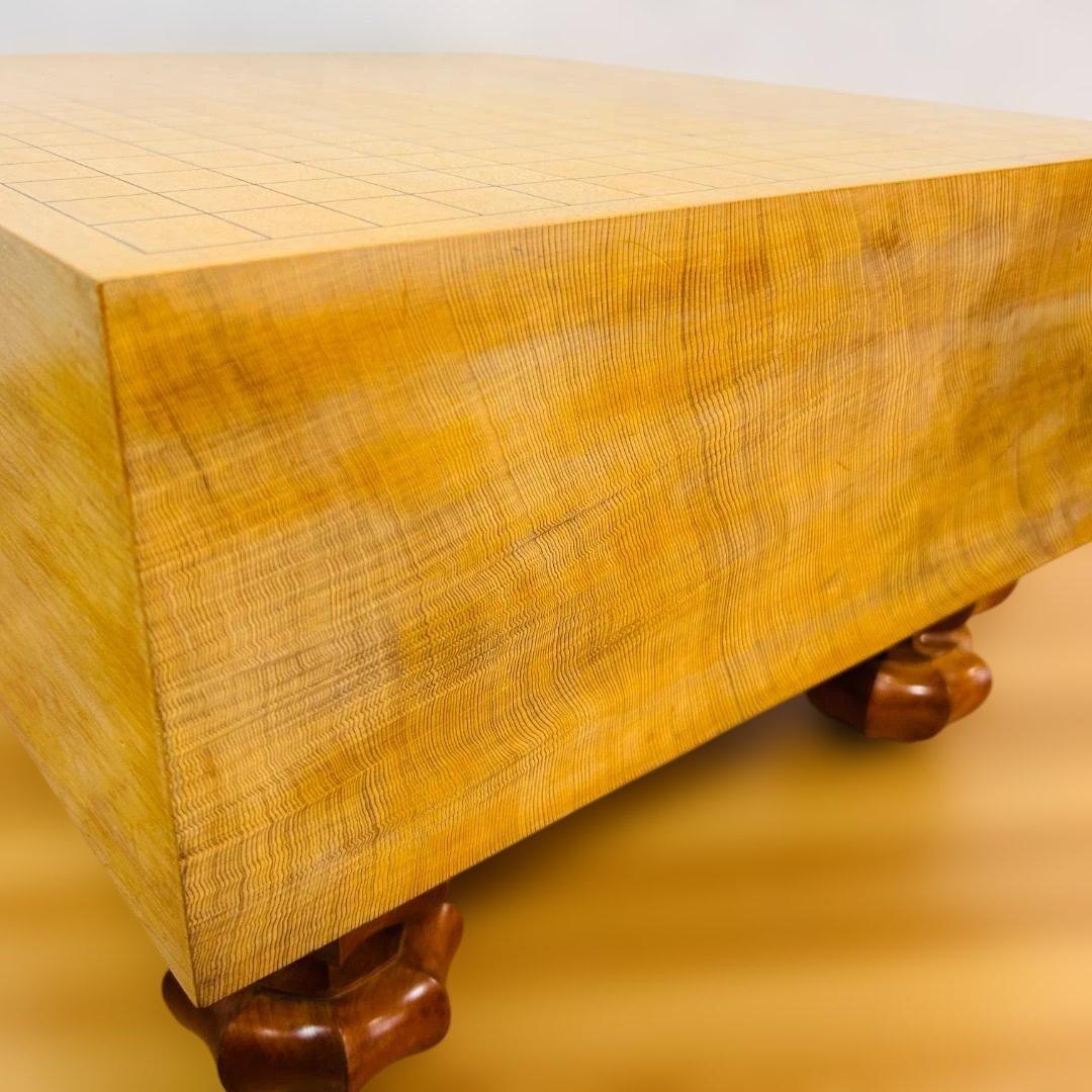 【高級】本榧 脚付碁盤 4.8寸 天地柾 柾目 ヘソ有り 19路盤 15kg