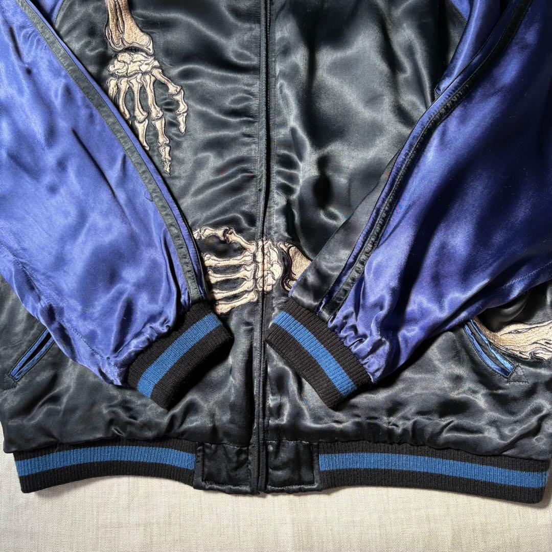 花旅楽団 レーヨン スカジャン 抱きつき髑髏 スカル ドクロ XXL