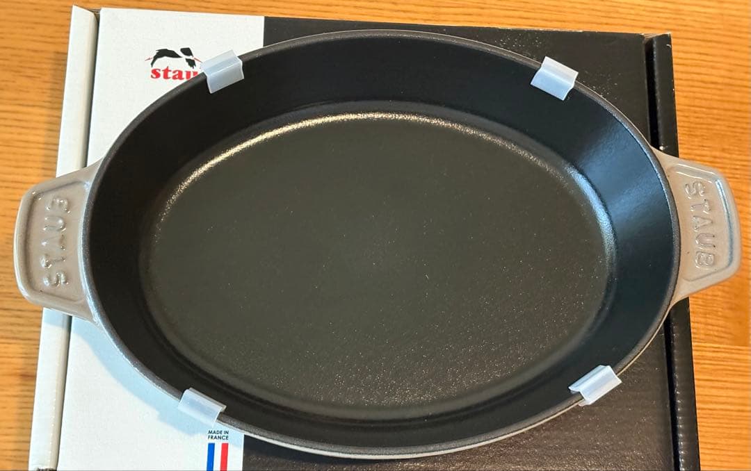 ストウブ ミナペルホネン ホットプレートオーシャンオーバル 23cmリネン