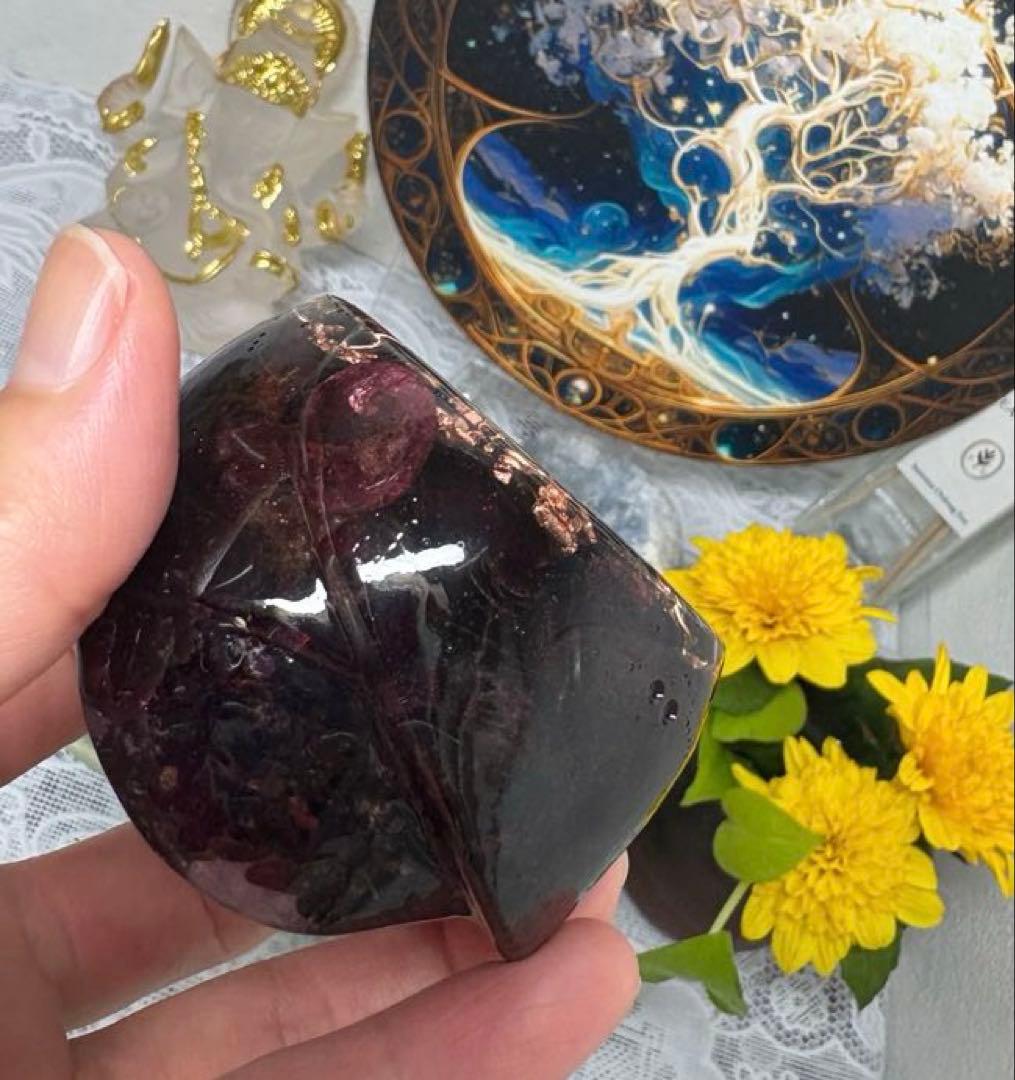 オルゴナイト バラ ディープローズクォーツ＆ ガーネット