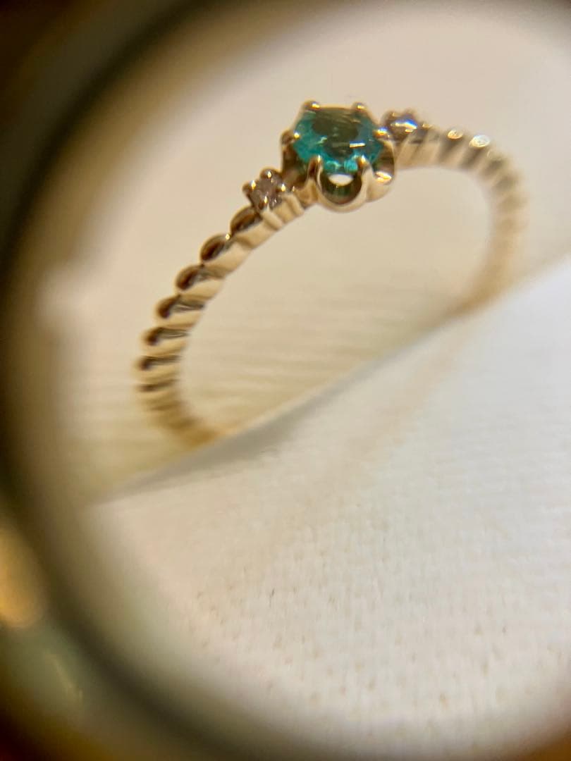 ま*)様 K10＊テイクアップ＊かわいいエメラルド&ダイヤリングです