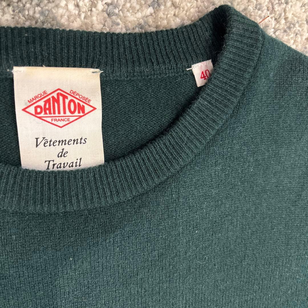 | DANTON｜ ラムウールクルーネックニットプルオーバー・・グリーン40