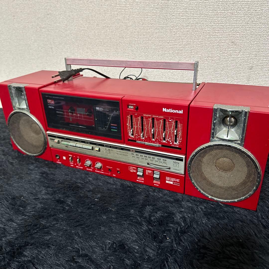 名機! National RX-C45 ラジオカセット 赤 レッド 昭和レトロ