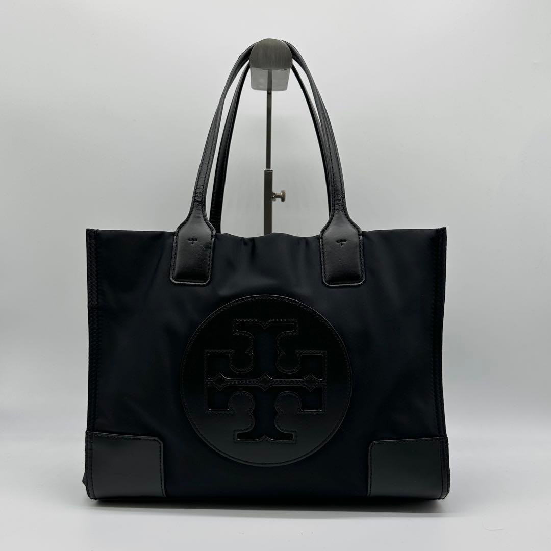 【美品】Tory Burch レザー×ナイロン トートバッグ 大容量 A4 黒