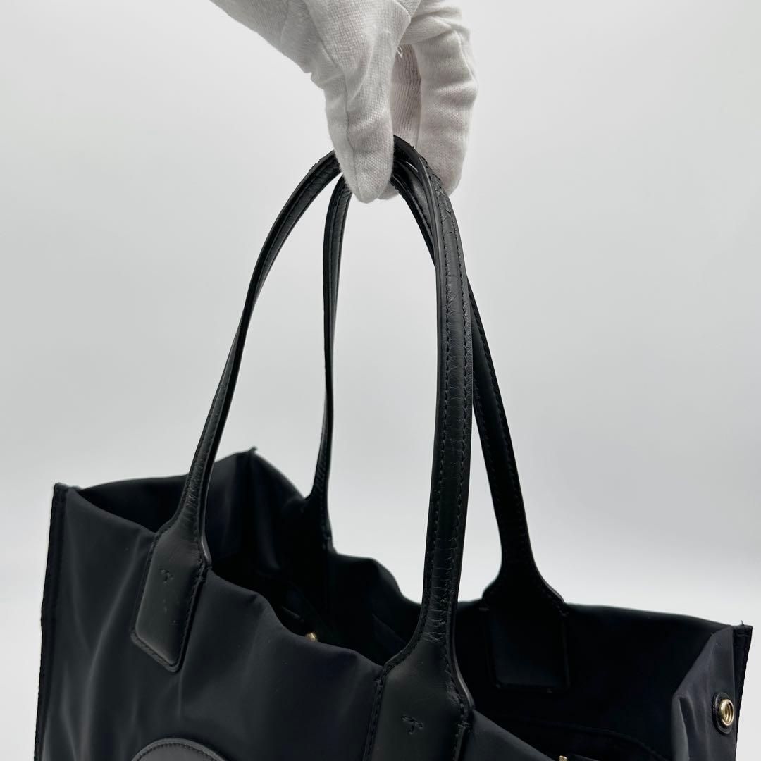 【美品】Tory Burch レザー×ナイロン トートバッグ 大容量 A4 黒