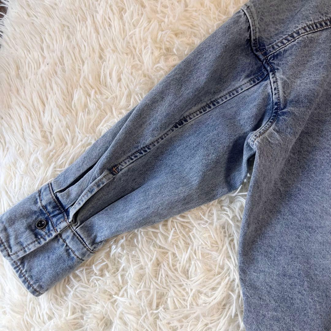 PUAL CE CIN ヴィンテージライクデニムバンドカラーシャツ　ゆったり