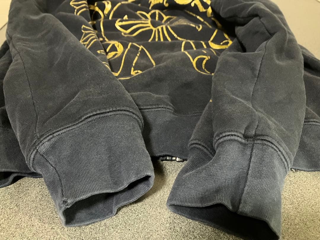 クロムハーツ　ダークネイビー　ゴールドプリント　サーマルパーカー