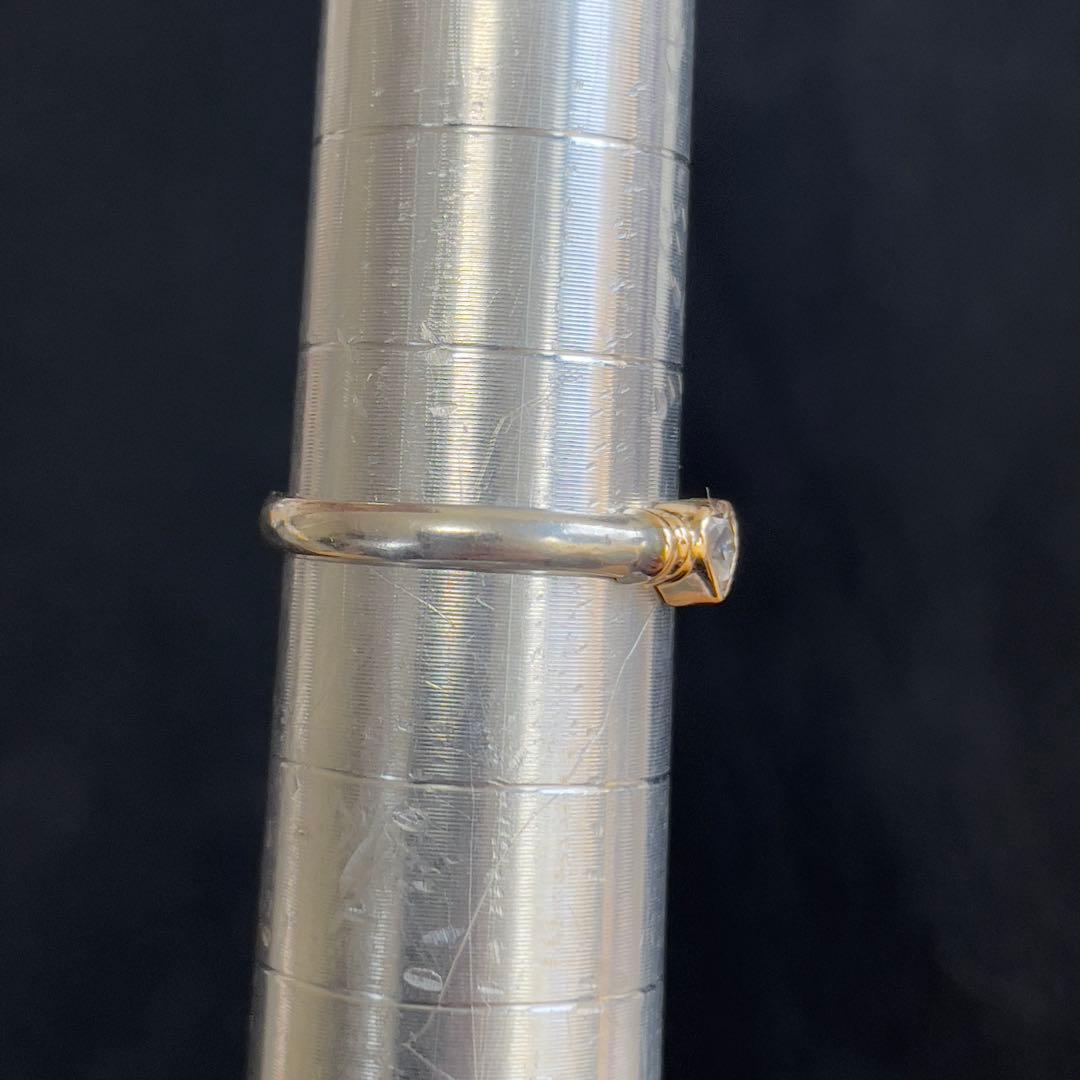 【20】k18とsilverのコンビ　ハートリング　ヴィンテージ　9号